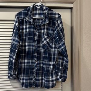 Sonoma Navy and White Plaid Button Down Shirt